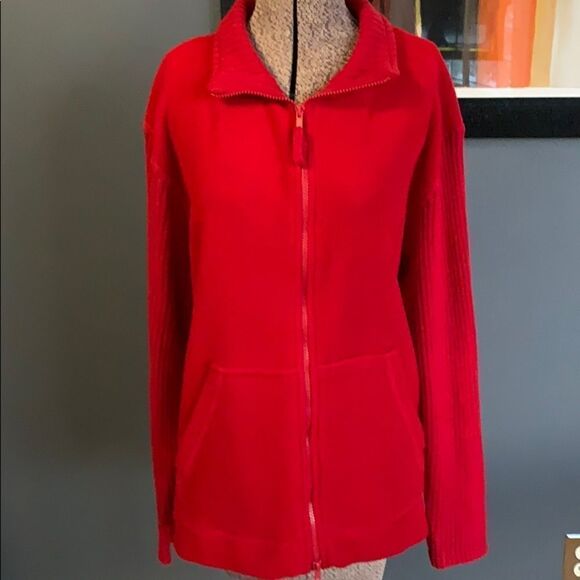 Jenny C fleece/ribbed sweater zipper jacket, XL - Picture 1 of 6